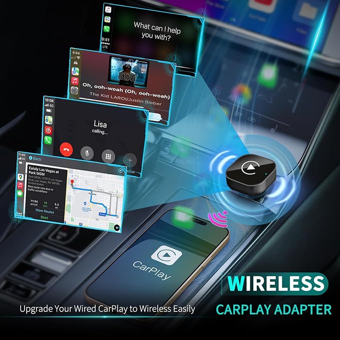 Wireless CarPlay Adapter 2026 Upgrade Wired CarPlay to Wireless, Mini USB Design for Cars with Built-in Wired Apple CarPlay Plug and Play Easy Use Fast Stable Connection Car Play for iPhone (Black)