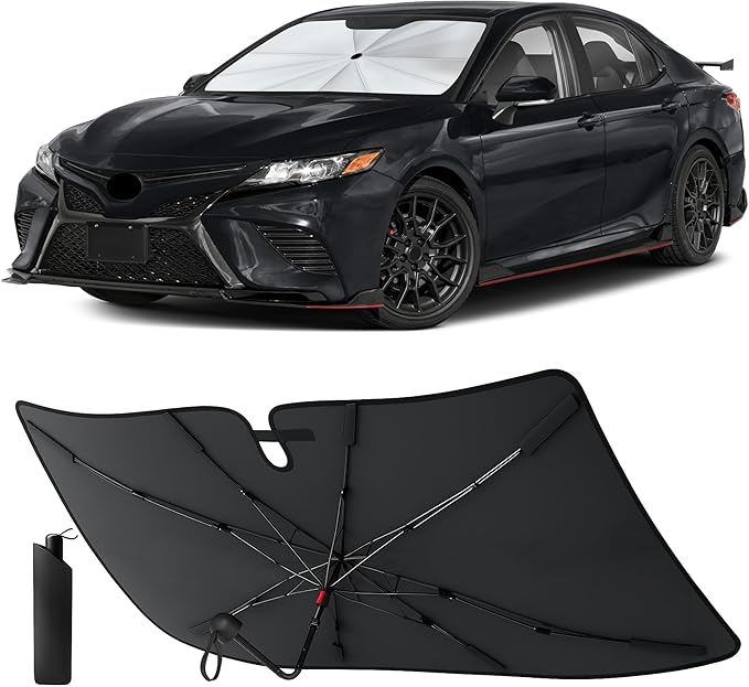 EcoNour Umbrella Foldable Windshield Sun Shade Fit for 2018-2022 2023 2024 Toyota Camry Sunshade, Front Car Window Shades Sun Visor, UV Protection, Heat Blocker, Car Accessories
