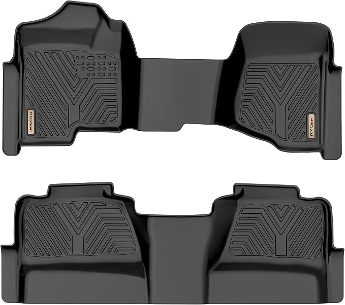 YITAMOTOR Floor Mats Fit for 2007-2013 Chevrolet Silverado/GMC Sierra 1500&2007-2014 Silverado/Sierra 2500 HD/3500 HD Crew Cab, TPE All Weather Floor Liners, 1st & 2nd Row Mats Set Accessories, Black