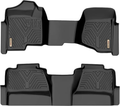 YITAMOTOR Floor Mats Fit for 2007-2013 Chevrolet Silverado/GMC Sierra 1500&2007-2014 Silverado/Sierra 2500 HD/3500 HD Crew Cab, TPE All Weather Floor Liners, 1st & 2nd Row Mats Set Accessories, Black
