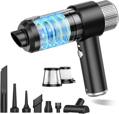 JONYJ Handheld Car Vacuum Cleaner, 16000PA Hand Held Vacuum Portable Cordless, 2 in 1 Air Duster and Vacuum Cleaner with LED Light, Multi-Nozzles, 120W High Power Mini Vacuum for Home, Pet, Office