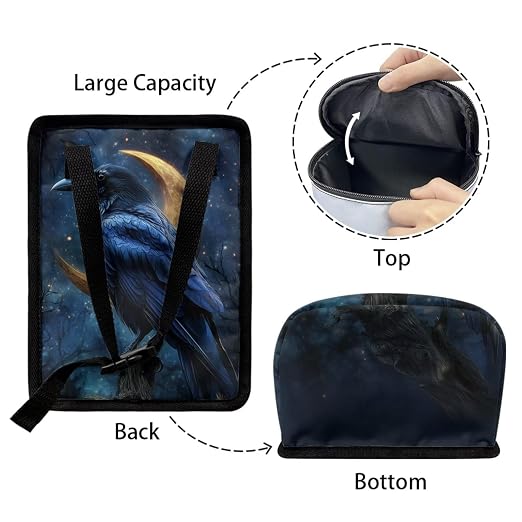 Talayituse Crow Moon Galaxy Print Car Trash Can Portable Auto Garbage Bin Multifunctional Vehicle Interior Accessories with Adjustable Straps Universal Fit Truck SUV Sedan
