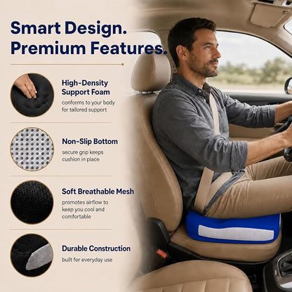 Memory Foam Seat Car Computer Desk Chair Cushion，Cushion For Tailbone Pain Relief Cushion Office Chair Butt Pillow Seat Cushions For Office Chairs Wheelchair Cushion For Long Sitting Back Pain Blue