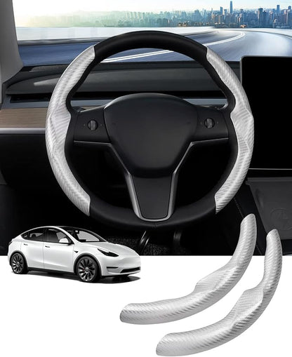 Canvcle Steering Wheel Cover for Tesla Model 3/Model Y Accessories Carbon Fiber Steering Wheel Cover Protector Anti-Slip, Comfortable Grip, Breathable, Model 3/Y Accessories