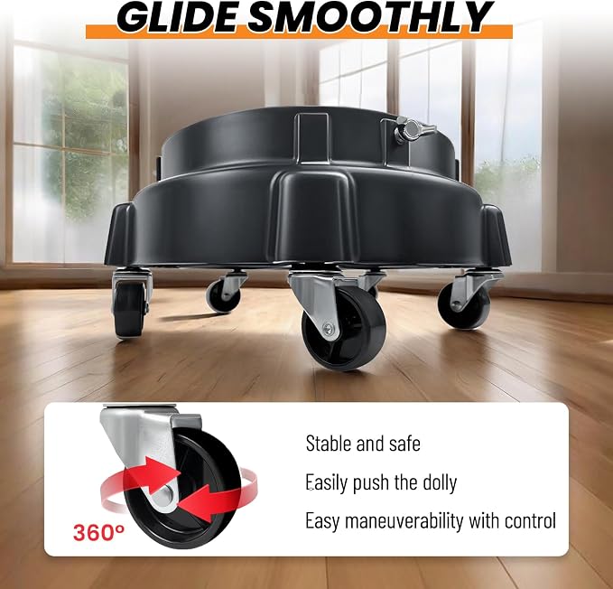 ROBLOCK 5 Gallon Bucket Dolly Roller with Wheels, Detailing Bucket Dolly with Dirt and Grit Traps Insert, Car Wash Accessories for Car Washing, Cleaning, Carrying