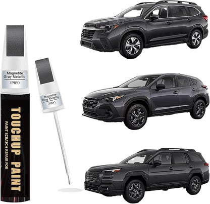 Magnetic Gray Metallic(P8Y) Car Paint Touch Up Pen Compatible with SUBARU, 2-In-1 Color Accurate Touch Up Car Scratch Repair Paint Match SUBARU Series Automotive Scratch Remover for Nicks & Chips Repair