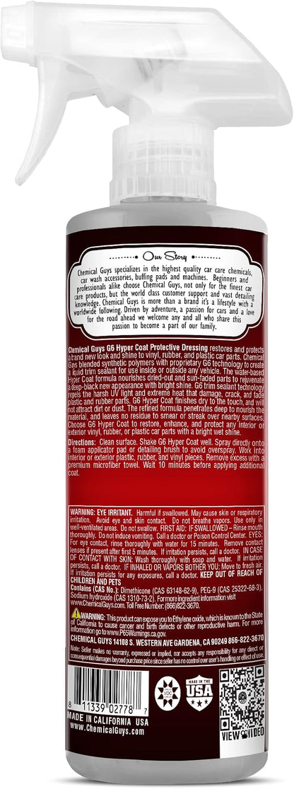 Chemical Guys G6 HyperCoat High Gloss Protectant Dressing, For Vinyl, Rubber, Plastic, Tires and Trim, Gloss Dressing Restores Shine & Protection for Cars, Trucks, Motorcycles, SUVs and RVs, 16 oz