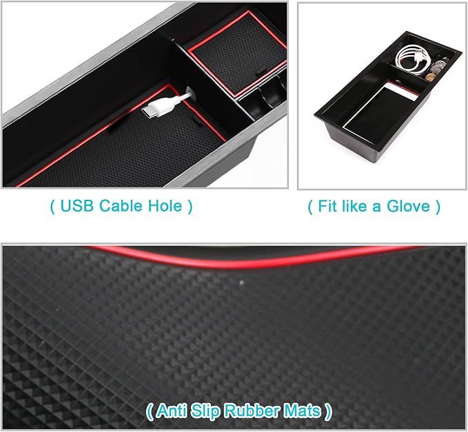 CDEFG Center Console Accessory Organizer for Prius 2016 2017 2018 2019 2020, ABS Material Armrest Box Insert Tray Glove Secondary Storage Box