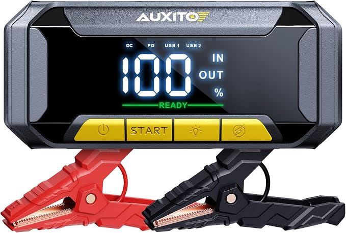 AUXITO 8000A Portable Jump Starter for All Gas/12L Diesel, 20000mAh Car Battery Booster Jump Pack, Jump Box for Car with 60W Fast Charging, LCD Screen Display, 700LM LED Light