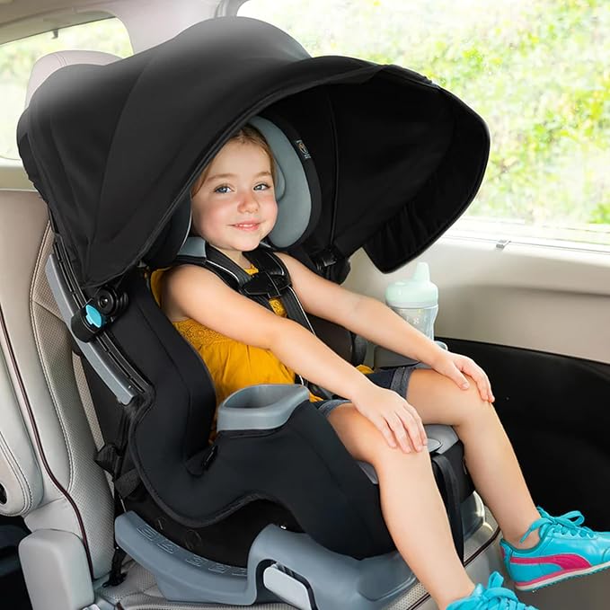 Baby Trend Cover Me 4-in-1 Infant Toddler Convertible Car Seat with Adjustable/Removable Canopy for Sun Protection & 2 Cup Holders, Black