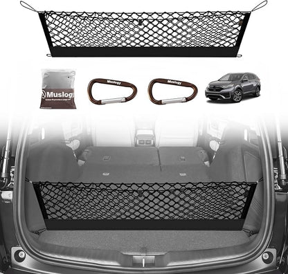 Muslogy Trunk Cargo Net Compatible with 2017-2022 Honda CR-V Accessories, SUV Sedan Cargo Organizer Storage Net with Heavy Duty Carabiners