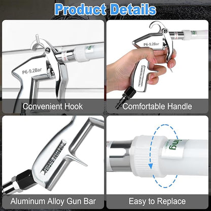 Car Cleaning Gun Detailing Dry Air Blow Gun, High Pressure Car Interior Cleaning Tool, Car Dryer Air Blower for Car Surfaces Quickly Blasts Dust, Works with Air Compressor