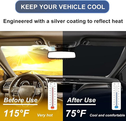 Windshield Sun Shade for 2018-2024 Toyota Camry Accessories Foldable Front Window Shade 310T Thickened Protect from Sun Rays & Heat Damage Fully Covered to Keep Car Cool