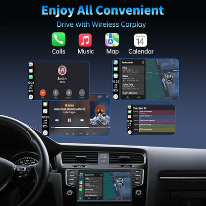 Wireless CarPlay Adapter for iPhone 2026 Upgrade - Plug & Play Convert Wired to Wireless Compatible with Cars 2016+, iOS 10+ (USB A/USB-C)