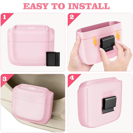 Car Trash Can with Lid, Built-in Storage Garbage Bag, Leakproof Vehicle Trash, Car Accessories for Interior, Mini Garbage Bin for Automotive, Office, Kitchen, Bedroom, with 60pcs Trash Bags,2Pcs