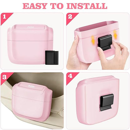 Car Trash Can with Lid, Built-in Storage Garbage Bag, Leakproof Vehicle Trash, Car Accessories for Interior, Mini Garbage Bin for Automotive, Office, Kitchen, Bedroom, with 30pcs Trash Bags,2Pcs