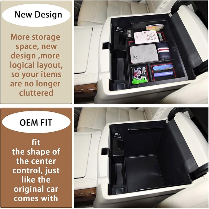 EDBETOS Center Console Organizer Tray Compatible with Chevy Silverado/GMC Sierra Accessories 2014-2018 and Chevy Tahoe Suburban/GMC Yukon 2015-2020 (Full Console w/Bucket Seats ONLY),Red