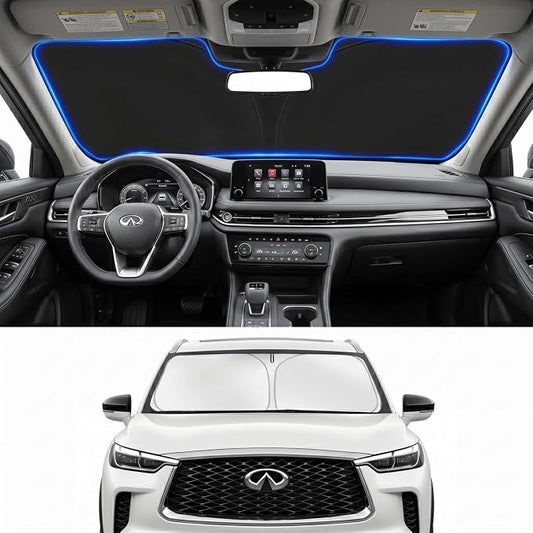 Custom Fit Windshield Sun Shade for Infiniti QX60 2018-2026 | Custom Fit Windshield Cover, Blocks UV Rays, Double-Layer Heat Shield, Durable Frame, Easy Fold & Storage