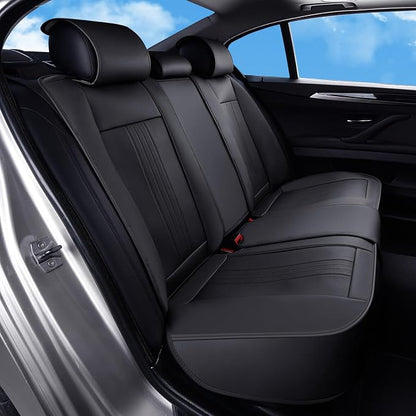 Huidasource Back Seat Cover, Luxury Faux Leather Rear Seat Cover, Velcro Adjustable, Compatible with Child Seat, Perforation Cooling＆Heating, Universal Fit for Most Cars, Vans, Trucks, SUVs, Black