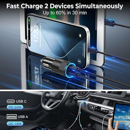 6 Pack USB C Car Charger, Ancekoy 38W Dual USB-C + USB-A Car Charger Adapter Fast Charge PD/QC 3.0 Cigarette Lighter Adapter USB Charger Plug for iPhone 17/16/15/14/13/12/11/Pro Max, iPad, Samsung