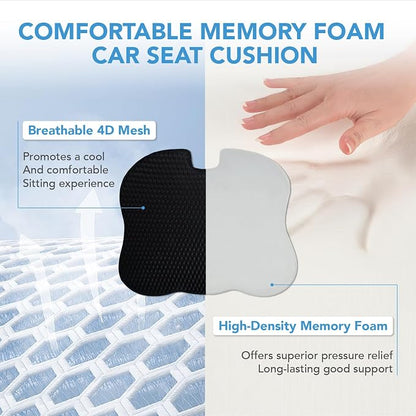 Lofty Aim Car Seat Cushion, Comfort Memory Foam Car Cushions for Driving (Black)
