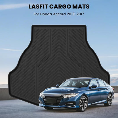 LASFIT Trunk Mat for Honda Accord 2017 2016 2015 2014 2013 Sedan Only, All Weather Custom Fit TPE Cargo Mat Trunk Tray Cargo Tray, Black (Not for Coupe & Hybrid)