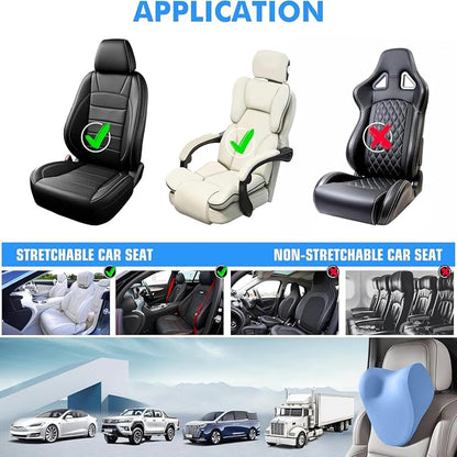 Car Neck Pillow for Driving, car headrest Pillow Head and Neck Rest Pillow for car headrest, Neck Support for car Driving or Traveling or Sleeping of Accessories with Memory Foam
