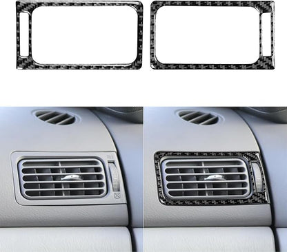 Black Real Carbon Fiber Accessories Car Both Sides Air Vent Outlet Trim Frame Cover Interior Trim Sticker Decal for Toyota Corolla CE LE S 2003 2004 2005 2006 2007 2008/XRS 2005-2006 Sedan 2PCS