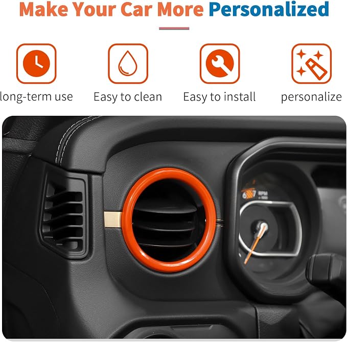JeCar 11pcs Orange Interior Trim Kit for 2024 2025+ Jeep Wrangler JL JLU & Gladiator JT