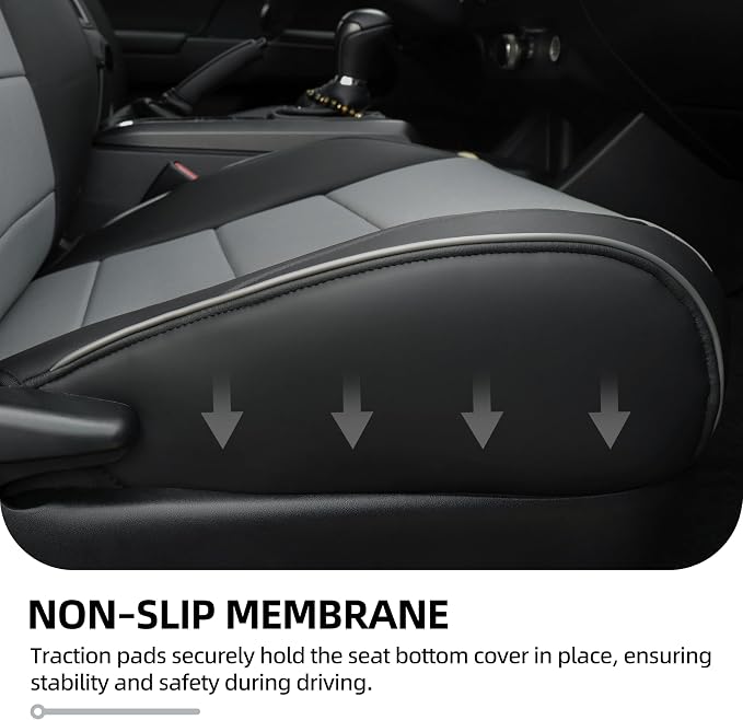 Lolcar Tacoma Car Seat Covers Custom for Select Toyota Tacoma (Only for Hybrid) 2024 2025 2026 Double cab TRD Sport,TRD Off-Road,Limited,Trailhunter -Full Set,Leather(Black/Gray)