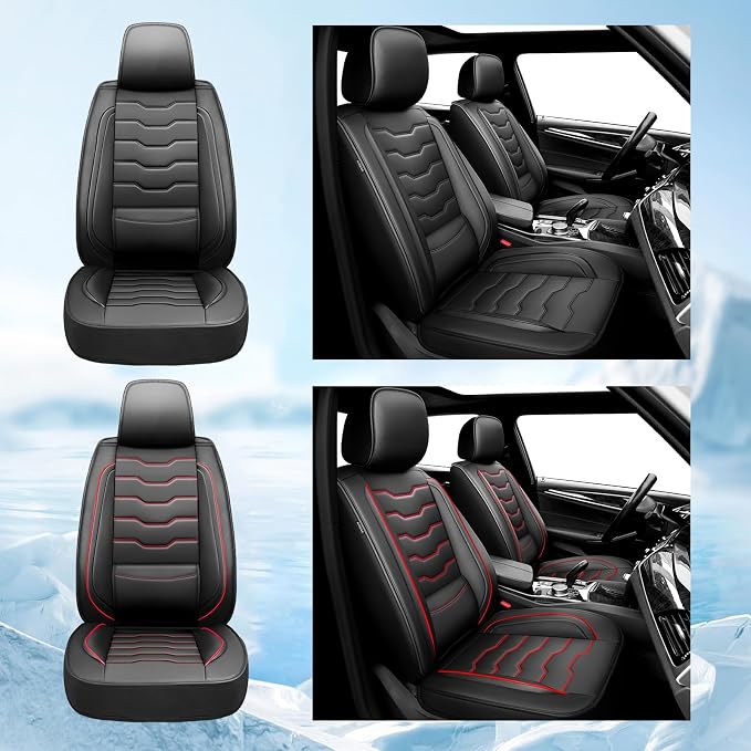 Fit Compass Car Seat Covers for Jeep Compass 2007-2025 2026 -Full Set Premium Leather, Waterproof & Breathable，All-Weather Seat Cushion Protecto & Airbag Compatible, 5 Seats Black
