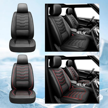 Fit Compass Car Seat Covers for Jeep Compass 2007-2025 2026 -Full Set Premium Leather, Waterproof & Breathable，All-Weather Seat Cushion Protecto & Airbag Compatible, 5 Seats Black