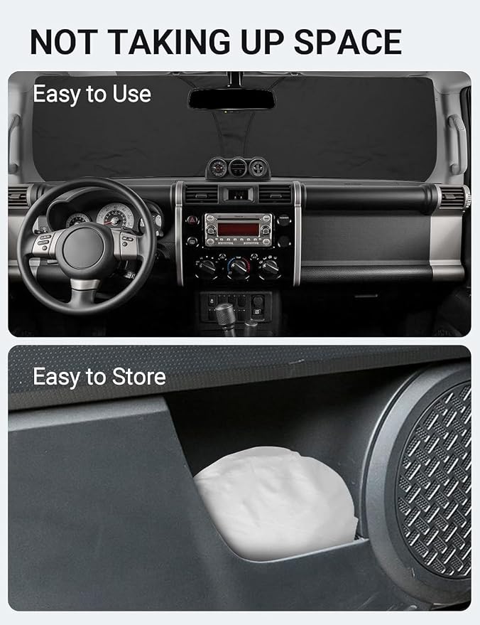 Proadsy 2026 Upgrade Front Windshield Sun Shade Foldable Sunshade Protector Custom Fit 2007-2014 FJ Cruiser Sport Utility Accessories