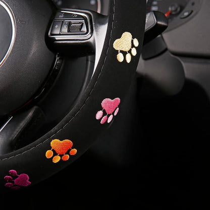 Cute Steering Wheel Covers Stitched Paws Claws,Universal fit Most Sedan SUV