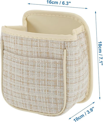 Car Trash Can Portable and Hanging 6.3" Length 3.9" Width 7.1" Height Trash Bin Fabric Beige 1 Pcs