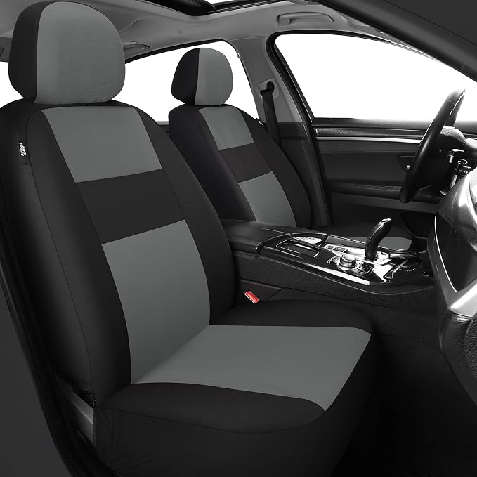 VarCozy Seat Covers for Car Front Pair, Breathable Cloth Front Car Seat Covers, Universal Cloth Seat Covers for SUV Sedan Van, Automotive Interior Covers, Airbag Compatible