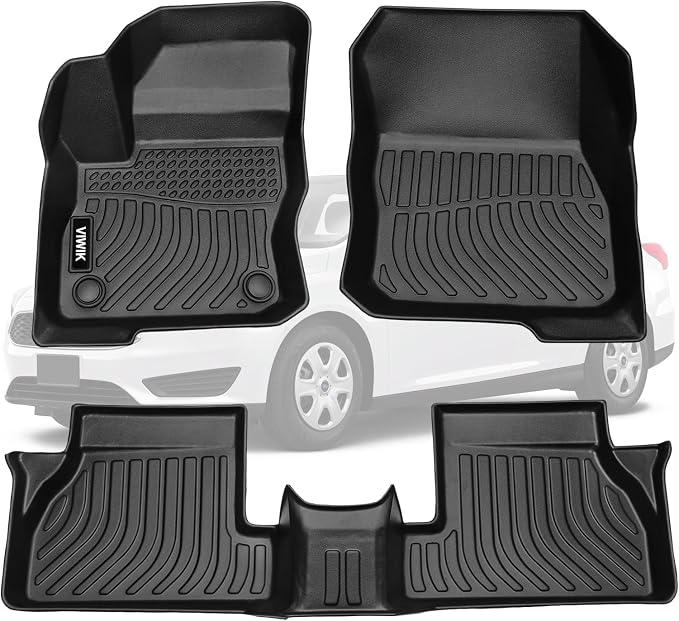 VIWIK Ford Focus Floor Mats for 2012-2018, All Weather Protection, TPE, Custom Fit 1st & 2nd Row, Car Floor Mats Ford Focus, Non-Slip, Waterproof, Easy to Clean, Odorless, Full Coverage