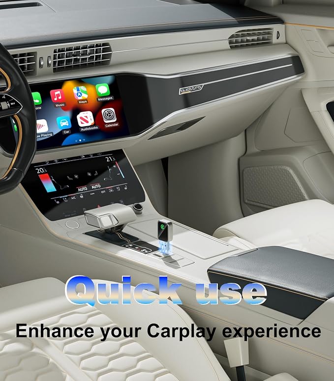 Wireless CarPlay Adapter for iPhone (2025 Upgrade) Converts Wired to Wireless Car Play Adapter, Mini Size Plug and Play, Compatible with iOS 10+ & OTA Updates - Black