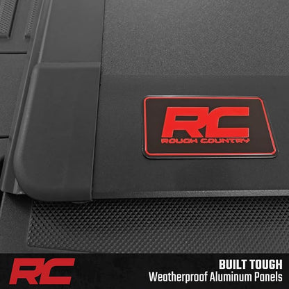 Rough Country Hard Flip-Up Truck Bed Tonneau Cover for Ford F-150 (2015-2020) - Flush Folding Aluminum Bed Cover
