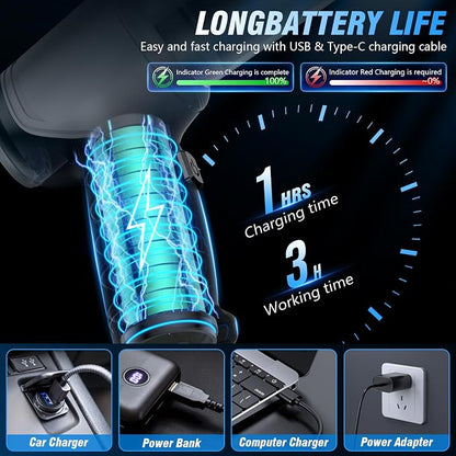 Car Vacuum Cleaner, 15000Pa Handheld Cordless Rechargeable Wet & Dry Vacuum, 120W High Power for Car, Pet, Home, Office Cleaning, Washable HEPA Filter, Multi-Nozzles