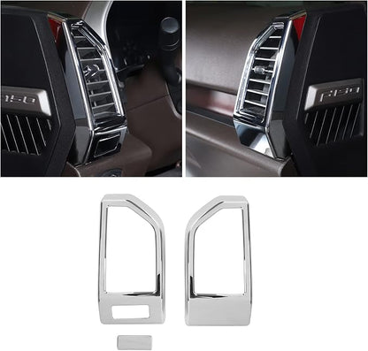 JeCar 11PCS Interior Decoration Trim Kit for Ford F150 2015-2020 Steering Wheel & Center Console Trim & Dashboard & Rear Air Conditioner Vent Cover (Chrome)