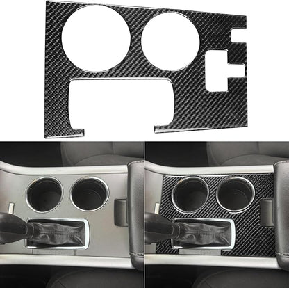 Premium Carbon Fiber Compatible with Ford Edge 2011-2014 2012 2013 SEL/Limited/SE/Sport Accessories Car Center Console Water Cup Holder Panel Cover Interior Trim Sticker Decal Black 1PC