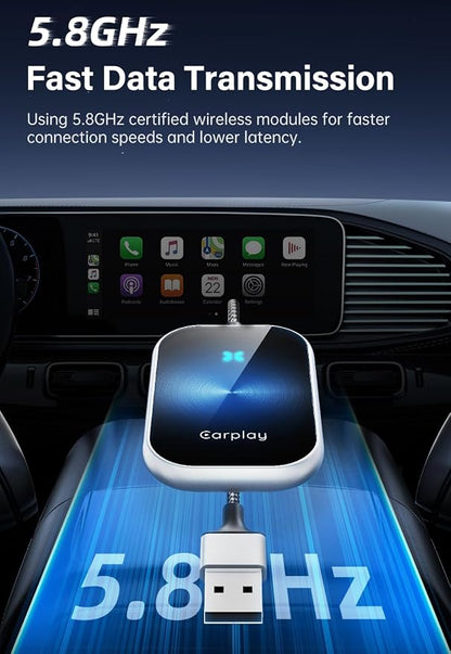 2-in-1 Wireless CarPlay & Android Auto Adapter 2024 Upgraded, Aluminum Mini Bluetooth Dongle Box Converts Factory Wired CarPlay/Android Auto to Wireless, Compatible with iOS & Android, Blue