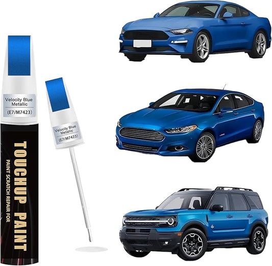 Velocity Blue Metallic(E7/M7423) Car Paint Touch Up Pen Compatible with Ford,2-In-1 Color Accurate Touch Up Car Scratch Repair Paint Exact Match Ford Series Automotive Scratch Remover for Nicks&Chips Repair