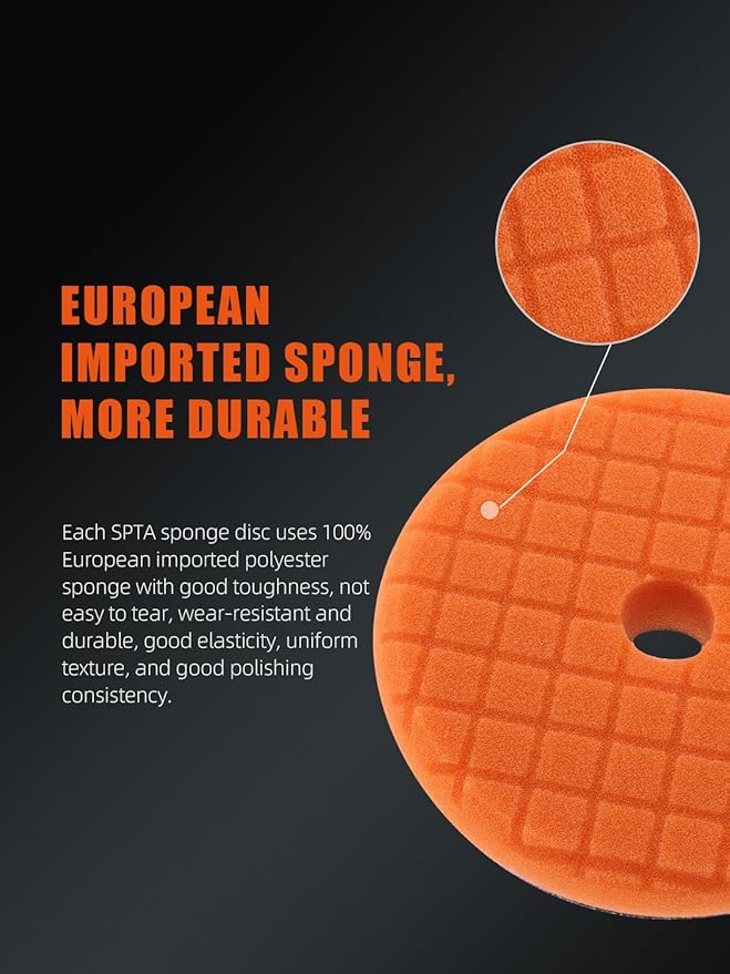 SPTA Pro Buffing Polishing Pads, 3Pcs 6.3 Inch Face for 6 Inch Backing Plate, Cutting Polishing Pad Kit, Compound Buffing Sponge Pads for Car Buffer Polisher Compounding Polishing and Waxing -SP150MIX