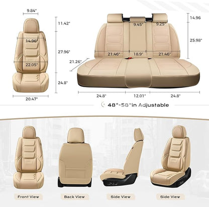 Coverado Car Seat Covers Full Set, Seat Covers for Cars, Front Seat Covers and Back Seat Cover Waterproof Leather Automotive Seat Cover, Universal Car Interior Protectors Cushion for Most Cars