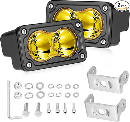 Yellow LED Pods 3 Inch 40W CREE LED Yellow Fog Lights | Spot Beam Small Offroad Driving Pods Lights Auxiliary Light Pods 2PCS for Truck Dirt Bike SUV UTV ATV Snowmobile Surron