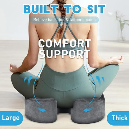 BlissTrends Extra Thick Seat Cushion for Office Chair & Car Seat,LightGrey | Tailbone & Sciatica Relief, Ergonomic Support, High-Density Memory Foam, Comfort for Extended Sitting