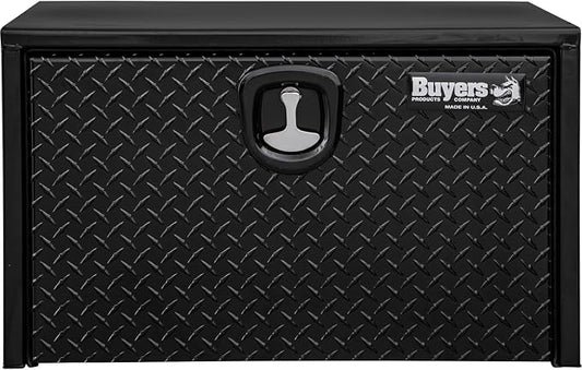 Buyers Products 1702500 Black Steel Underbody Truck Box - Weatherproof Storage Container with Aluminum Diamond Tread Door & Compression Latch, 18 x 18 x 24 Toolbox for Trucks and Trailers, Made in USA