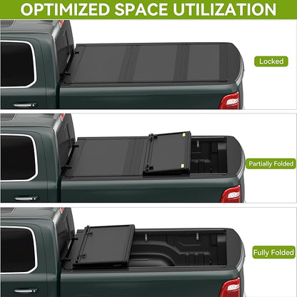 AUTOSAVER88 Low-Profile Hard Tri Fold Truck Bed Tonneau Cover Fit for Nissan Frontier 2022 2023 2024 2025 2026(NO México) with 5ft Bed